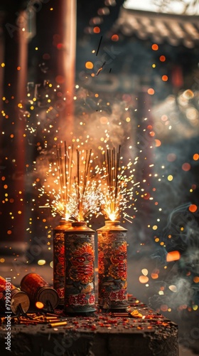 Firecrackers are set off during a celebration