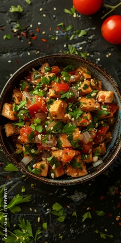 diced chicken with tomatoes, red onion and parsley