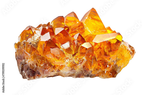 Vibrant Orange Citrine Crystal Cluster Isolated on transparent