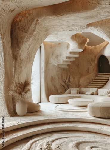 Modern organic interior design living room photo