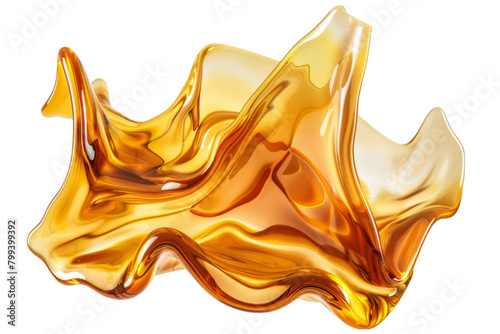 Golden Liquid Honey Texture Flowing in transparent Space
