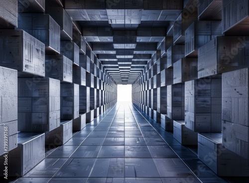Futuristic Sci-Fi Corridor With Bright Light At The End Of The Tunnel