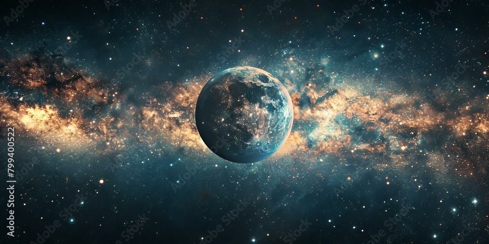 Blue Planet Earth in Deep Space with Stars and Nebula Blue Planet Earth in Deep Space with Stars and Nebula