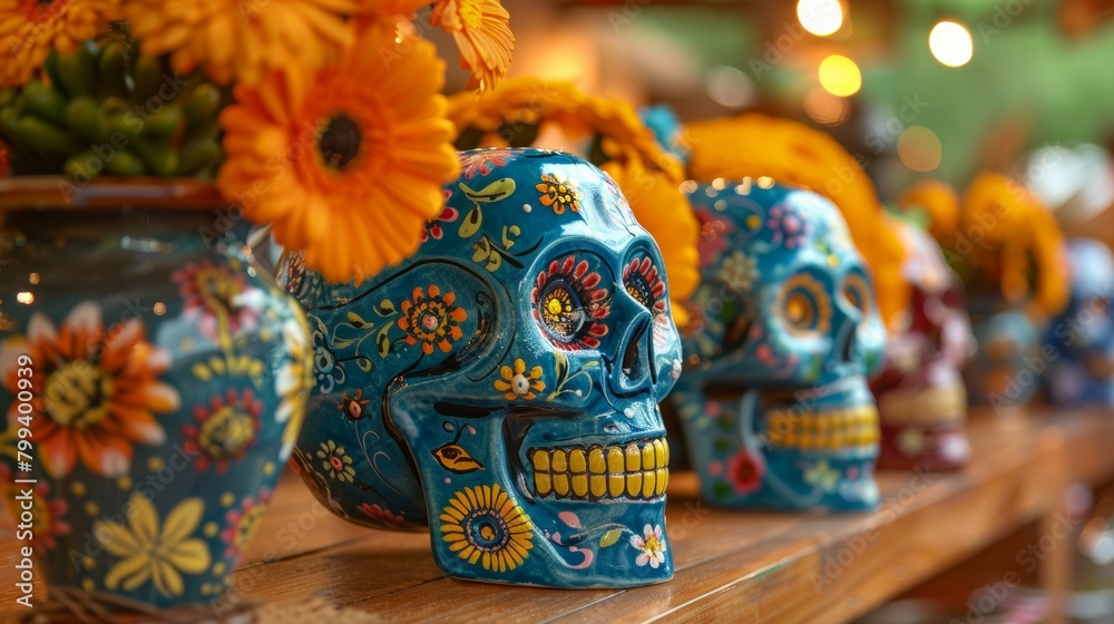 Colorful Mexican Skulls Decoration