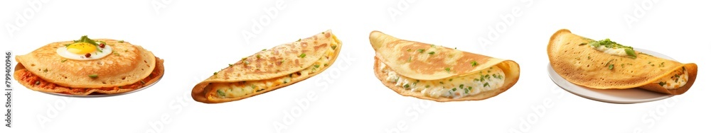 Collection of Egg Dosa isolated on transparent png background. Generative ai Collection of Egg Dosa isolated on transparent png background. Generative ai