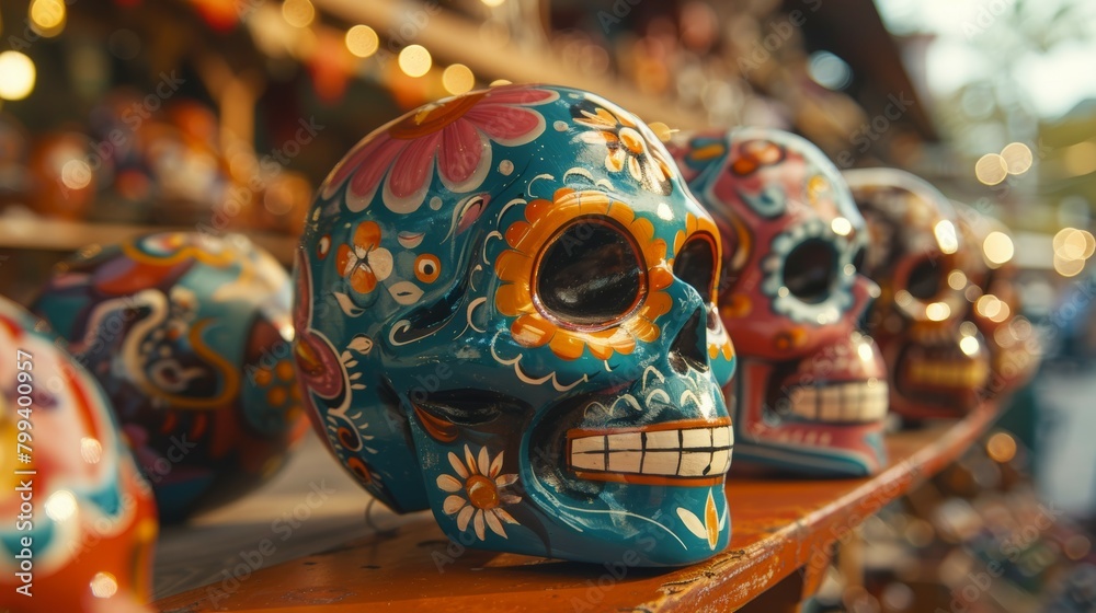 Colorful Mexican Skulls Decoration