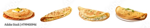 Collection of Egg Dosa isolated on transparent png background. Generative ai photo