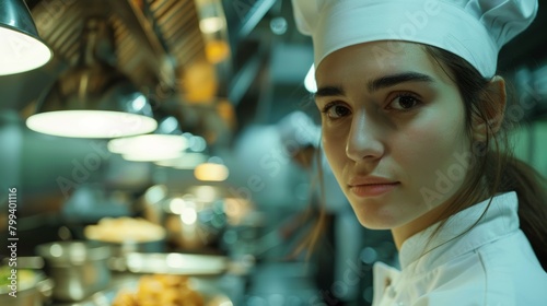 Female Chef in Restaurant Kitchen