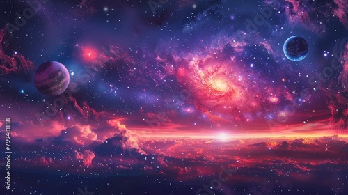 Galaxy with Planets Illustration