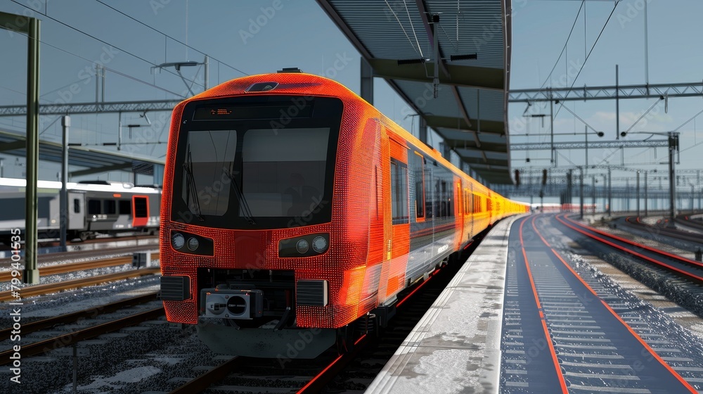 Fototapeta premium Revolutionizing Transportation Digital Twin Technology Optimizes Railway Efficiency with Virtual Train Models and SEO Analytics