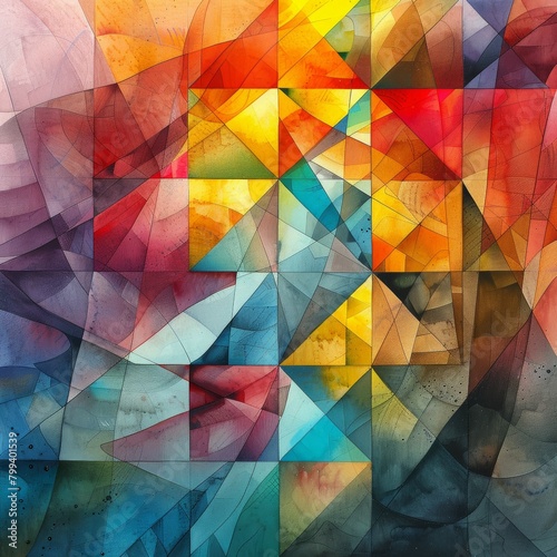 Watercolor Abstract Geometric Shapes