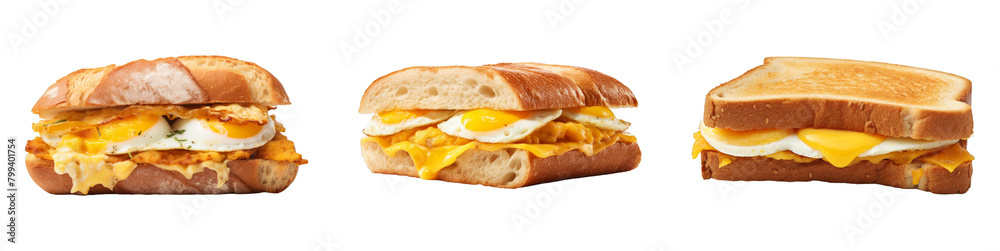 Collection of Egg Sandwich isolated on transparent png background. Generative ai Collection of Egg Sandwich isolated on transparent png background. Generative ai