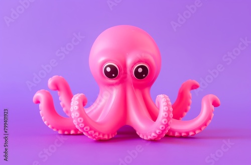 Pink silicone octopus on purple