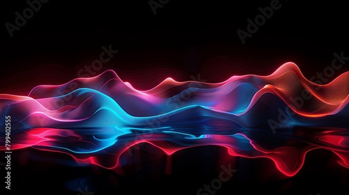 fondo abstracto, ondas con luces de neón photo