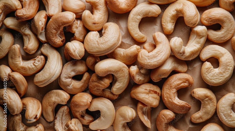 Tasty cashew nuts as background, top view Tasty cashew nuts as background, top view