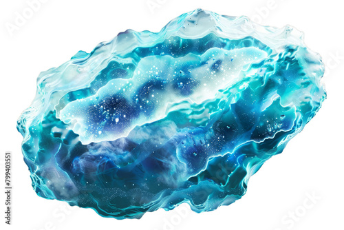 Abstract celestial nebula design in shades of blue, resembling a cosmic cloud. Galactic-themed art isolated on a transparent background