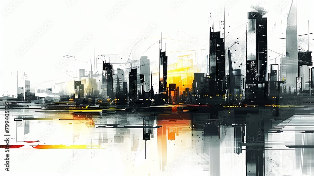 Abstract Cities, Can be used for companies related to urban life, tourism, or urban planning. Creates a sense of modernity and activity. Generative AI. Abstract Cities, Can be used for companies related to urban life, tourism, or urban planning. Creates a sense of modernity and activity. Generative AI.