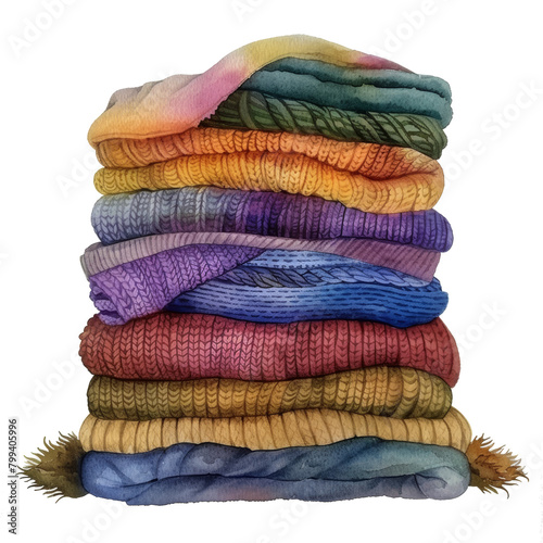 Stack of Blankets Piled Together