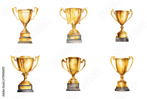 Display of Gold Trophies in Celebration of Success and Achievement