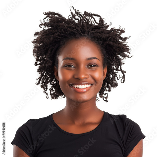 Smiling Woman in Black Shirt