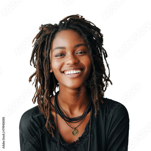 Smiling Woman in Black Shirt