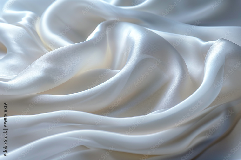 Obraz premium Macro detailed smooth silk white fabric texture background