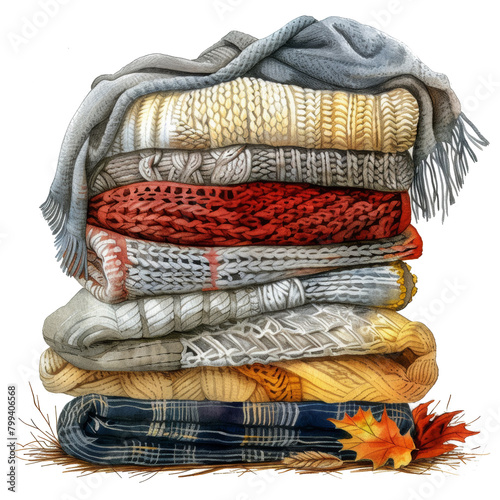 Stack of Blankets Piled Together