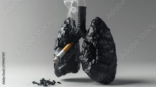 Obraz na płótnie A concept of black damaged lungs from the effects of smoking cigarettes w salonie