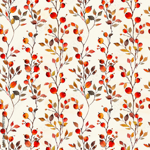 White Background With Red and Yellow Leaves
