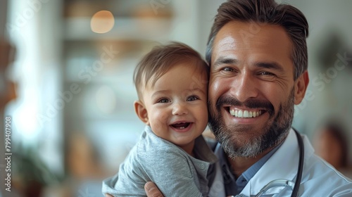 Man Holding Little Boy in His Arms