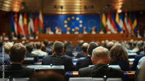  Back view of European Parliament meeting photo