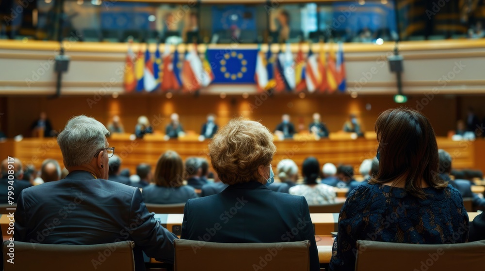  Back view of European Parliament meeting