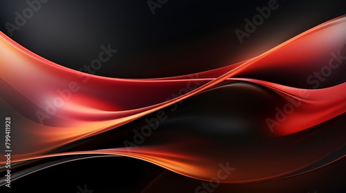 Vibrant Orange and Black Fabric Pattern: Elegant Curves in a Striking Background Design