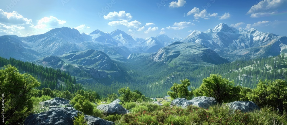 Stunning D Rendered Landscape of Majestic Mountains