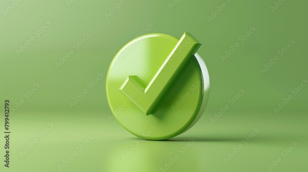 Elegant 3D green check icon, assurance in simplicity and style, AI Elegant 3D green check icon, assurance in simplicity and style, AI