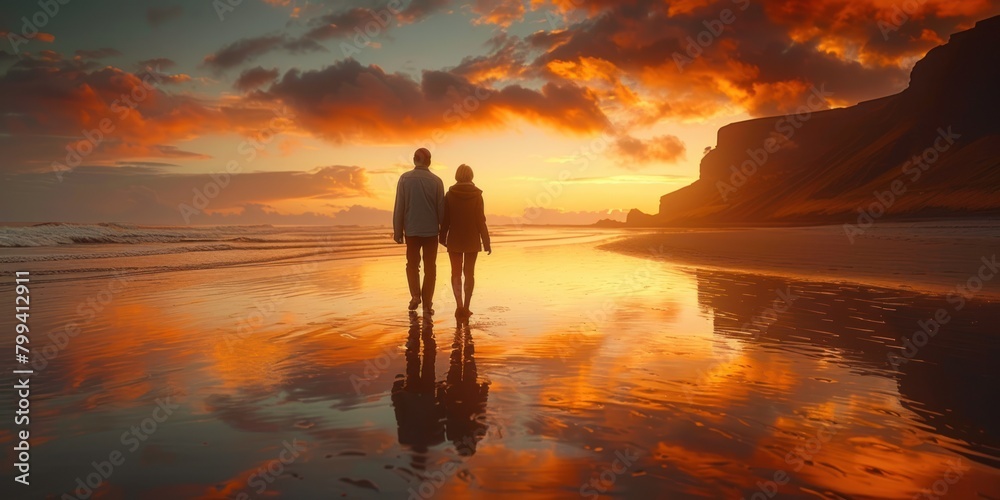 Serenity Stroll: Sun-Kissed Beach Duo