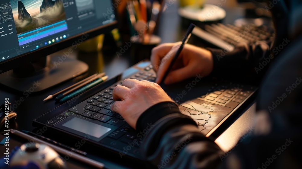 Creative Genius Mastering Artistry on a Graphic Tablet Digital Artist at Work Creative Genius Mastering Artistry on a Graphic Tablet Digital Artist at Work