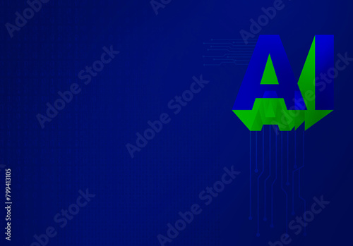 Artificial intelligence digital background in different colors with the initial of artificial intelligence, for use as wallpaper.