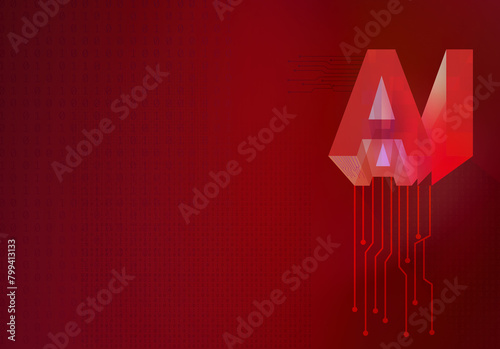 Artificial intelligence digital background in different colors with the initial of artificial intelligence, for use as wallpaper.