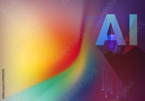Artificial intelligence digital background in different colors with the initial of artificial intelligence, for use as wallpaper.