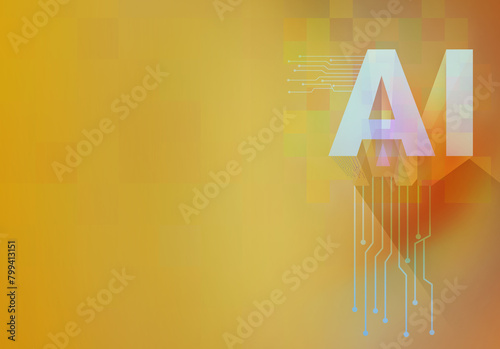 Artificial intelligence digital background in different colors with the initial of artificial intelligence, for use as wallpaper.