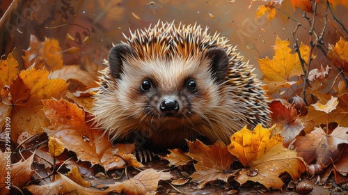 Hedge Surrounded by Pile of Leaves