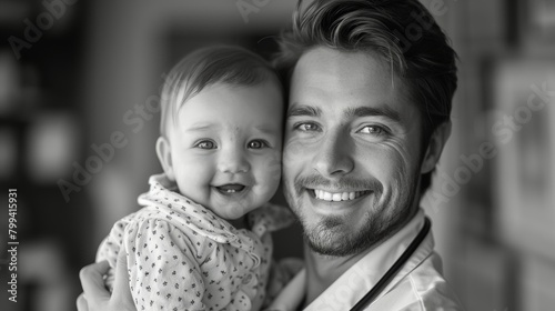 Man Holding a Baby in His Arms