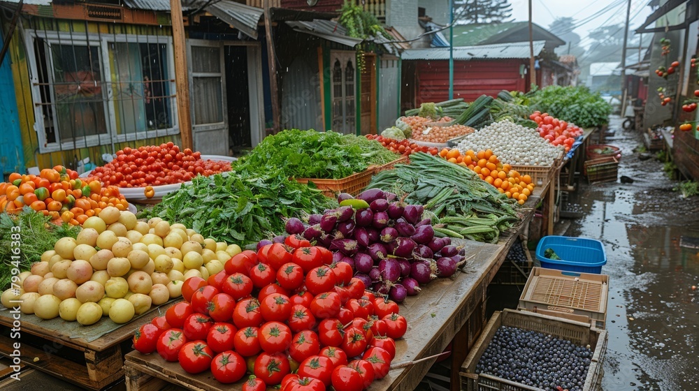 Variety of Vegetables Displayed at Market