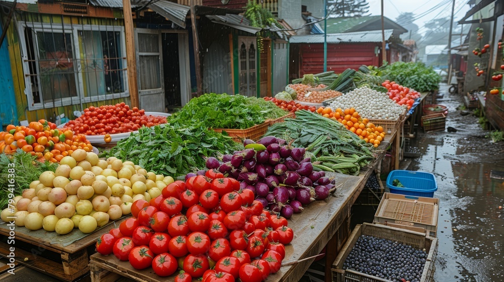 Variety of Vegetables Displayed at Market Variety of Vegetables Displayed at Market