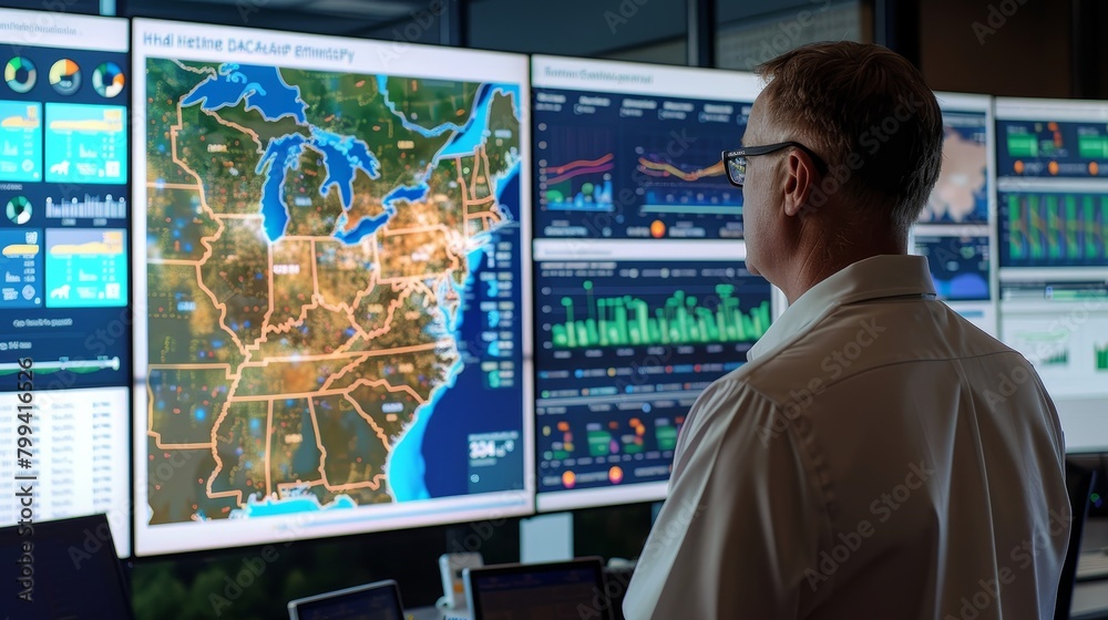 Strategic Health Data Analysis Expert in Command Center Maps Realtime Epidemic Models