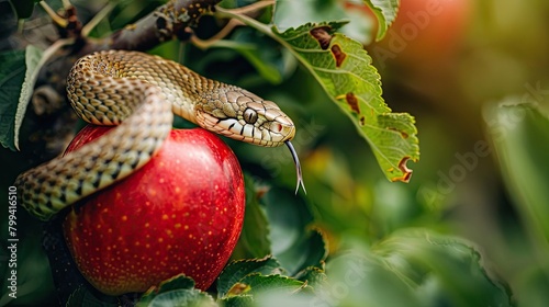 snake on apples. selective focus