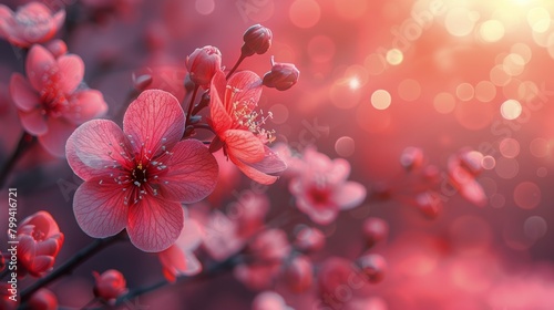 Branch of a Tree With Pink Flowers