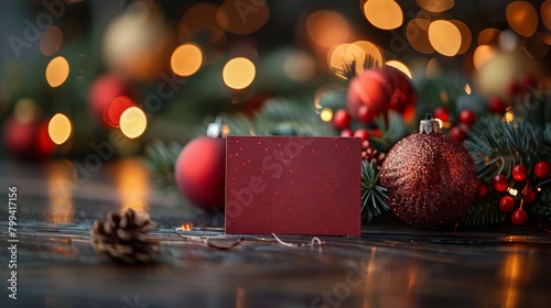 Table With Red Ornaments and Candles