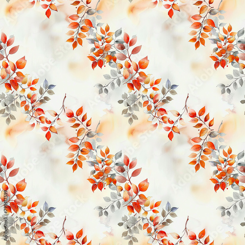 Watercolor Painting of Leaves on White Background